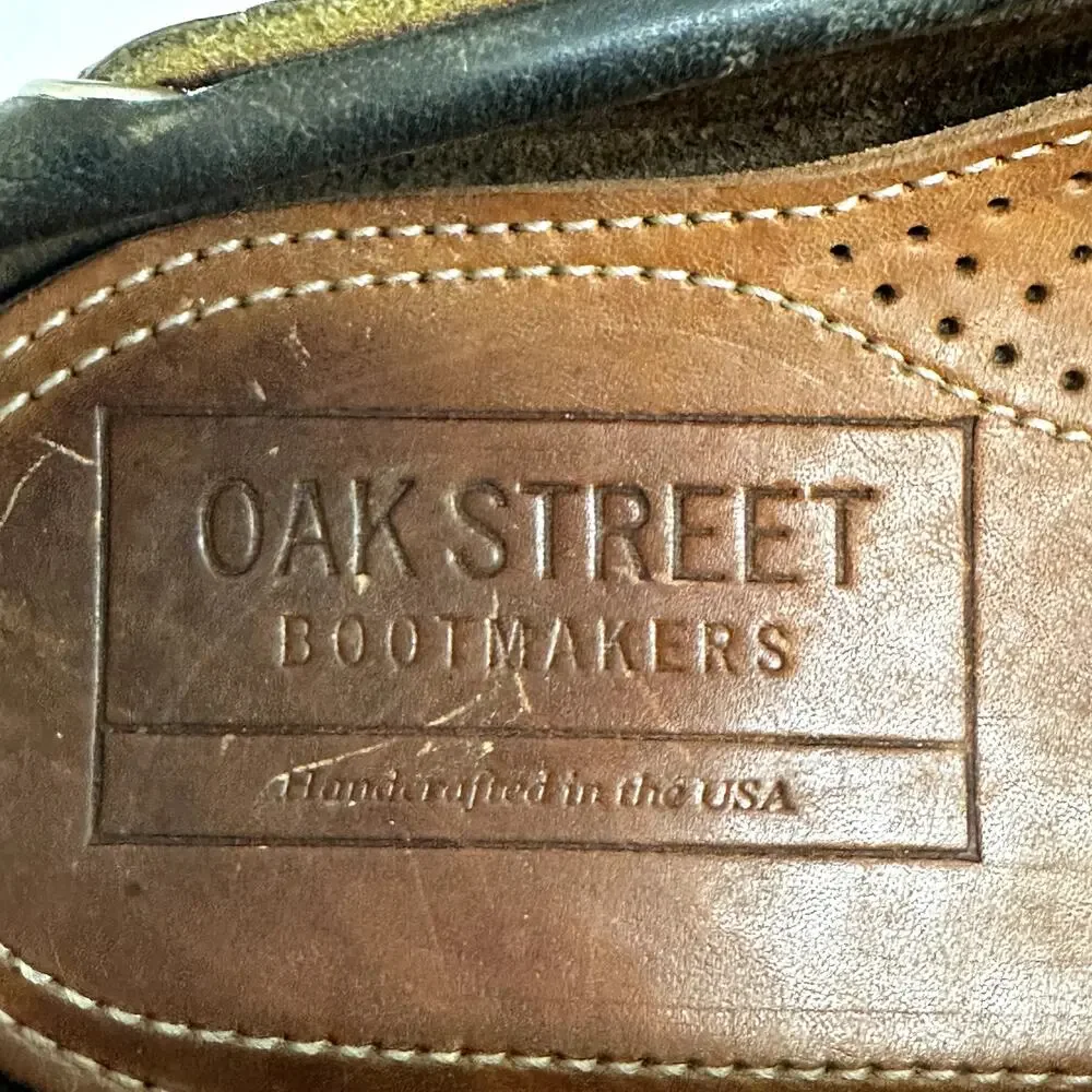 VERY GOOD Oak Street Bootmakers Boat Shoe Navy Chromexcel Leather Men's Size 9